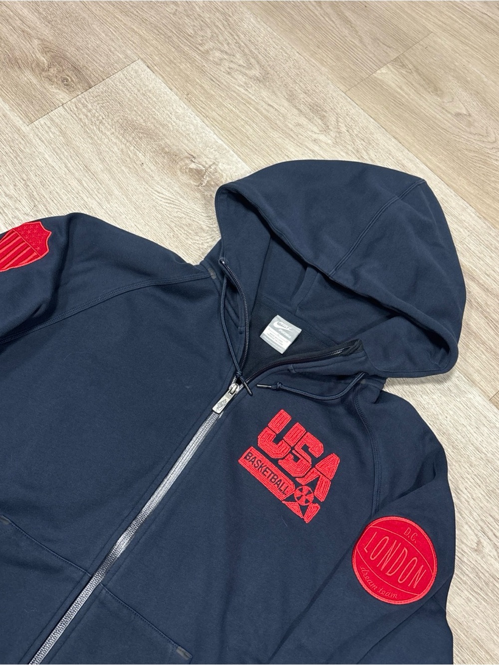 USA Basketball Hoodie Sweatshirt Mens L Blue London 2012 Nike Full Zip